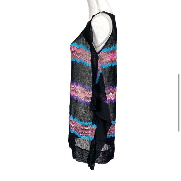 Missoni Chevron Coverup Black Pink Turquoise Purple Knit Sleeveless Dress 46 10 - Picture 7 of 15